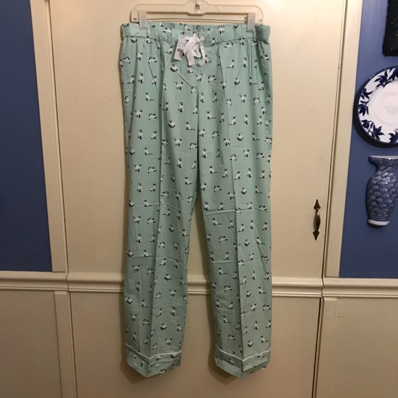 J Crew Factory Green Cat Pajama Pants 